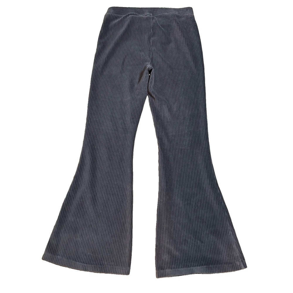 Aerie Pants Womens Large Regular Gray Corduroy Flare Leg High Rise Lounge Ribbed